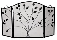 Dagan Three Fold Leaf Designed Arched Black Fireplace Screen