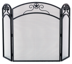 Dagan Three Fold Star Arched Wrought Iron Fireplace Screen