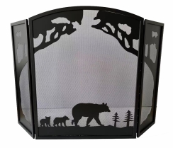 Dagan Three Fold Walking Bears Wrought Iron Fireplace Screen