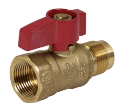 Dante 3/8 Inch Diameter Quarter-Turn Shutoff Straight Ball Gas Valve - 1/2 Inch Fittings