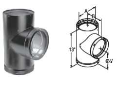 Dura-Vent DVL 8-Inch Double-Wall Black Tee with Cover - For Connecting Wood Burning Stoves to DuraPlus and DuraTech Chimney Systems - 8DVL-T