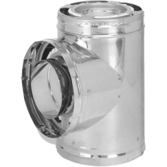 DuraVent DuraPlus All-Fuel Stainless Steel Inner and Galvalume Outer Chimney Tee with Cover - 6-Inch Inner Diameter