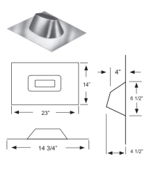 DuraVent 4 Inch Oval B-Vent Pipe Adjustable Roof Flashing - 0/12 to 5/12 Pitch