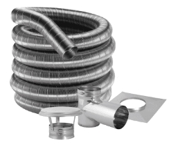 DuraVent DuraFlex 4 Inch Diameter 304 Stainless Steel Tee Kit - 30 Foot Length