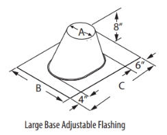 DuraVent DuraTech 0/12 - 6/12 Pitch Large Base Roof Flashing - For 6-Inch Inner Diameter DuraTech