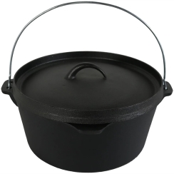 Sunnydaze 8 Quart Pre-Seasoned Cast Iron Dutch Oven with Metal Handle