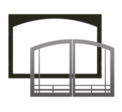 Empire Door Frame and Mission Arch Doors - Matte Black Frame - Hammered Pewter Doors - Breckenridge Deluxe and Vail Premium 32 Inch Models