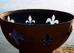 Fire Pit Art Fleur de Lis Wood Burning Fire Bowl