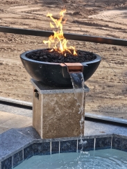 TessaRai Collection 30 Inch Round Fire and Water Bowl - Push Button Ignition