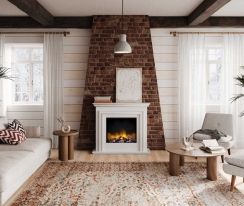 Flamerite Fires 45 Inch White Capella Suite Mantel with Slim Line 600 E-FX Electric Fireplace