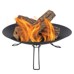 Sunnydaze 24 Inch Portable Black Steel Fire Pit with Folding Legs