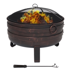 SunnyDaze 29 Inch Bronze-Look Cauldron Woodburning Fire Pit