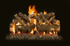 Grand Canyon 42 Inch Arizona Weathered Oak Charred Vented Natural Gas Logs Set and Stainless Steel Three Burner with 110V Electronic System