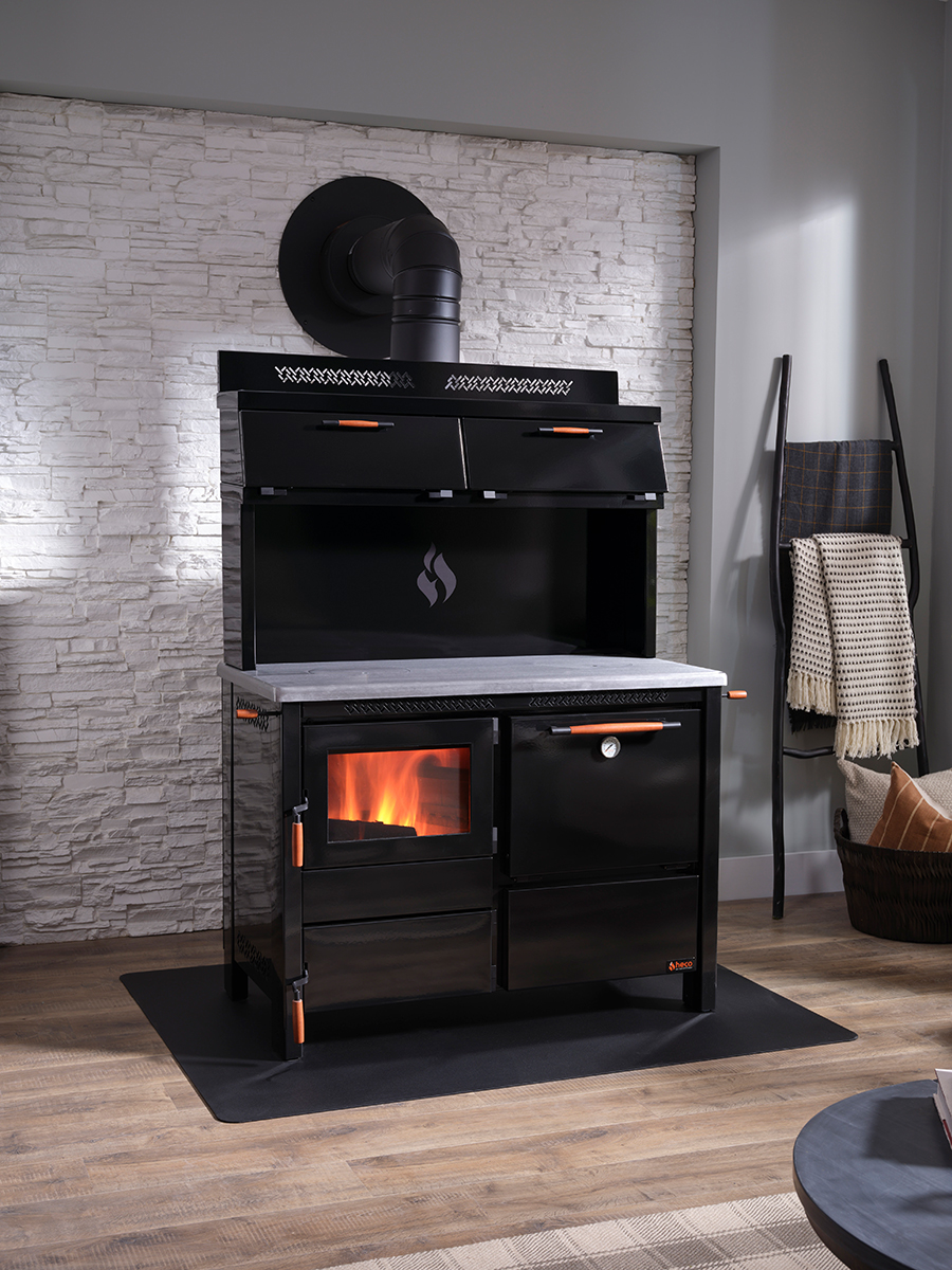 DS Stoves 520 Elite Series Wood and Coal Burning Cookstove with Polished Steel Stovetop