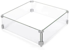 Pyromania Fire Features Square Glass Wind Guard for Paloma Fire Tables
