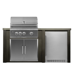 Haven Outdoor 6 Foot Coyote Outdoor Kitchen Island with Fridge