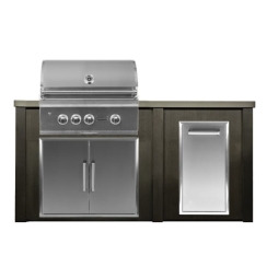 Haven Outdoor 6 Foot Coyote Outdoor Kitchen Island with Trash Center