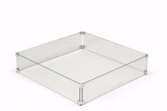 Hearth Products Controls 25 Inch Square Tempered Glass Wind Guard with Extension Kit for Fire Pits