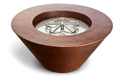 Hearth Products Controls 32 Inch Round Hammered Mesa Gas Fire Bowl - Match Lit