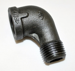 Hearth Products Controls 90 Degree Black Iron Gas Pipe Street Elbow - 1/2 Inch MPT x 1/2 Inch FPT