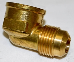 Hearth Products Controls 90 Degree Brass Female Gas Pipe Elbow - 1/2 Inch Tube and FIP
