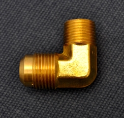 Hearth Products Controls 90 Degree Brass Male Gas Pipe Elbow - 1/2 Inch Tube and 3/8 Inch MIP