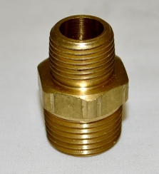 Hearth Products Controls Brass Reducing Gas Pipe Nipple - 1/2 Inch MIP to 3/8 Inch MIP