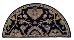 Dagan 44 Inch Beige and Black Wool Half-Round Hearth Rug