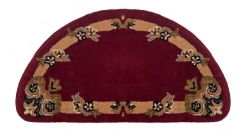 Dagan 56 Inch Brown and Burgundy Wool Half-Round Hearth Rug