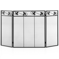 Costway 50 Inch Exquisite Pattern Three-Panel Fireplace Screen
