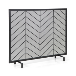Costway 39 x 31 Inch Single Panel Herringbone Fireplace Screen