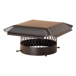Hy-C Draft King 14 Inch Round Black Stainless Bolt-On Single Flue Chimney Cap with 3/4 Inch Mesh
