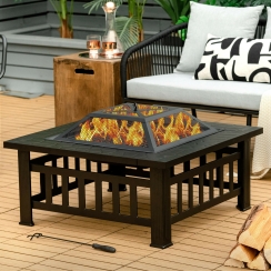 Costway 32 Inch 3-in-1 Square Outdoor Fire Pit