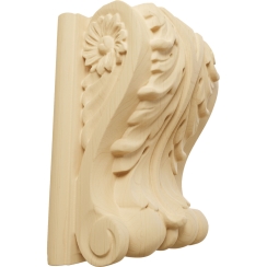 Ekena Millwork 4 1/4 Inch Medium Acanthus Block Wood Corbel with Backplate