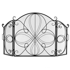Costway 60 Inch Floral Pattern Three Panel Fireplace Screen