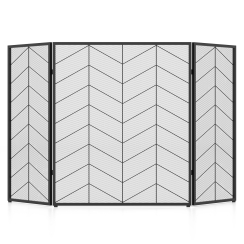 Costway 52 Inch Chevron Herringbone Three Panel Fireplace Screen