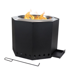 SunnyDaze 22 Inch Stainless Steel Octagon Smokeless Woodburning Fire Pit