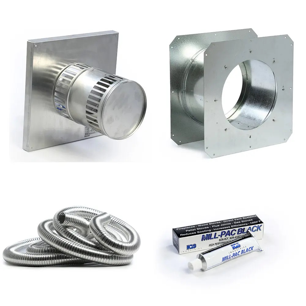 Kingsman Z58HSK5 Horizontal Flex Vent Chimney Pipe Starter Kit