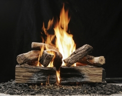 Kingsman Reversible Charred Split or Barked Oak Log Set - 24 Inch