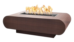 The Outdoor Plus 48 x 28 Inch La Jolla Hammered Copper Gas Fire Pit with Flame Sense