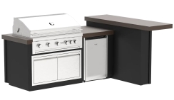 Videl 96 Inch Luxe L-Shaped Outdoor Kitchen Island with 42 Inch Gran Fuego Grill and Refrigerator