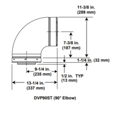 Majestic DVP90ST 90 Degree Starter Elbow - 5 Inch Diameter