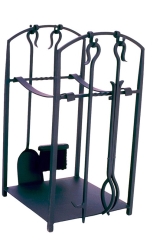 Minuteman 26 Inch Mission Fireplace Log Holder w/ Fireplace Tools