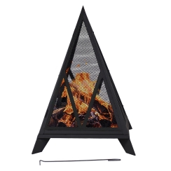 SunnyDaze 25 Inch Majestic Pyramid Heavy-Duty Steel Woodburning Fire Pit
