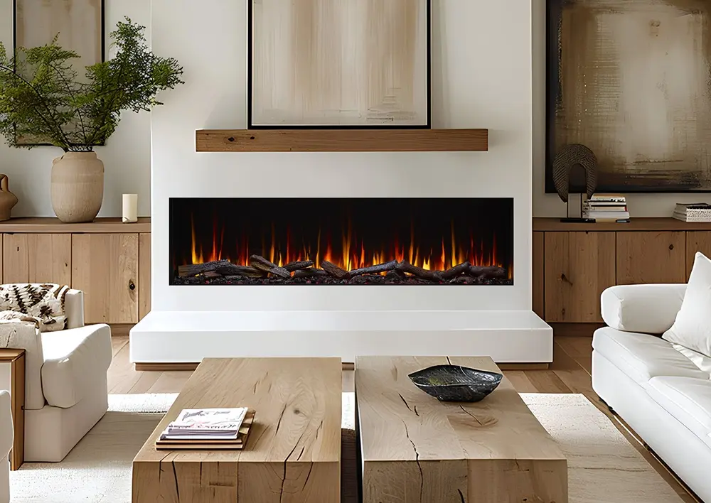 Simplifire 78 Inch Triton Built-In Bay Front Electric Fireplace
