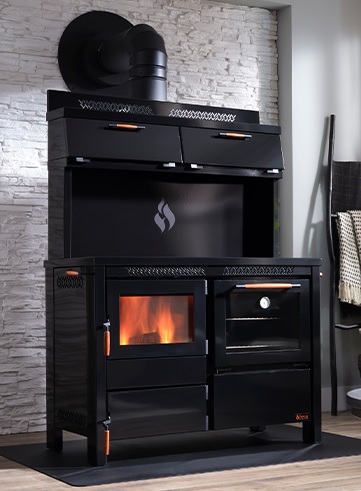 DS Stoves 420 Elite Series Wood and Coal Burning Cookstove with Three Panel Style Stovetop
