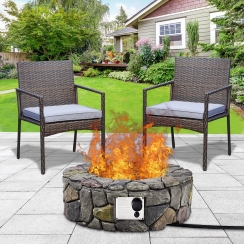 Costway 28 Inch Round Faux Stone Propane Fire Pit