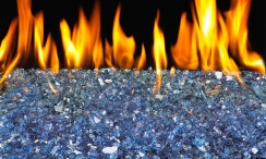 Real Fyre 18" SEE THRU Carribean Blue Vented Natural Gas Fire Glass Set with On/Off Automatic Pilot Kit