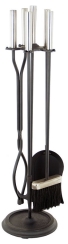 Minuteman Chrome and Black Neoclassic Fireplace Tool Set