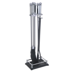 Pilgrim Polished Nickel Old English Fireplace Tool Set